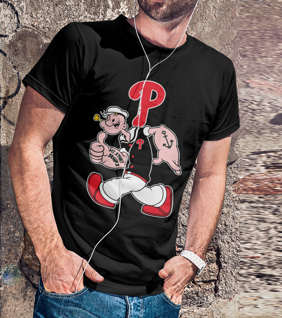 Popeye Phillies P Mascot My Story Designs T-Shirt