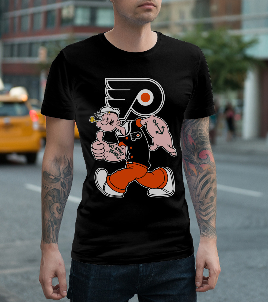Popeye Thumbs Up 71 Philadelphia Flyers My Story Begins T-Shirt