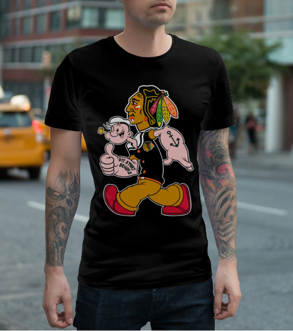 Chicago Blackhawks My Story Begins Popeye Crossover T-Shirt
