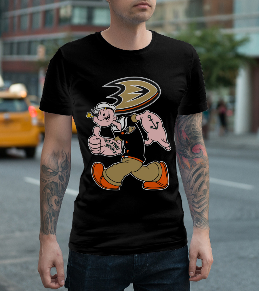 Anaheim Ducks '92 Popeye Crossover With My Story Designs T-Shirt