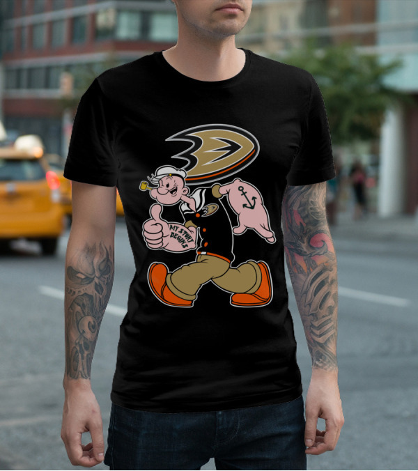 Anaheim Ducks '92 Popeye Crossover With My Story Designs T-Shirt