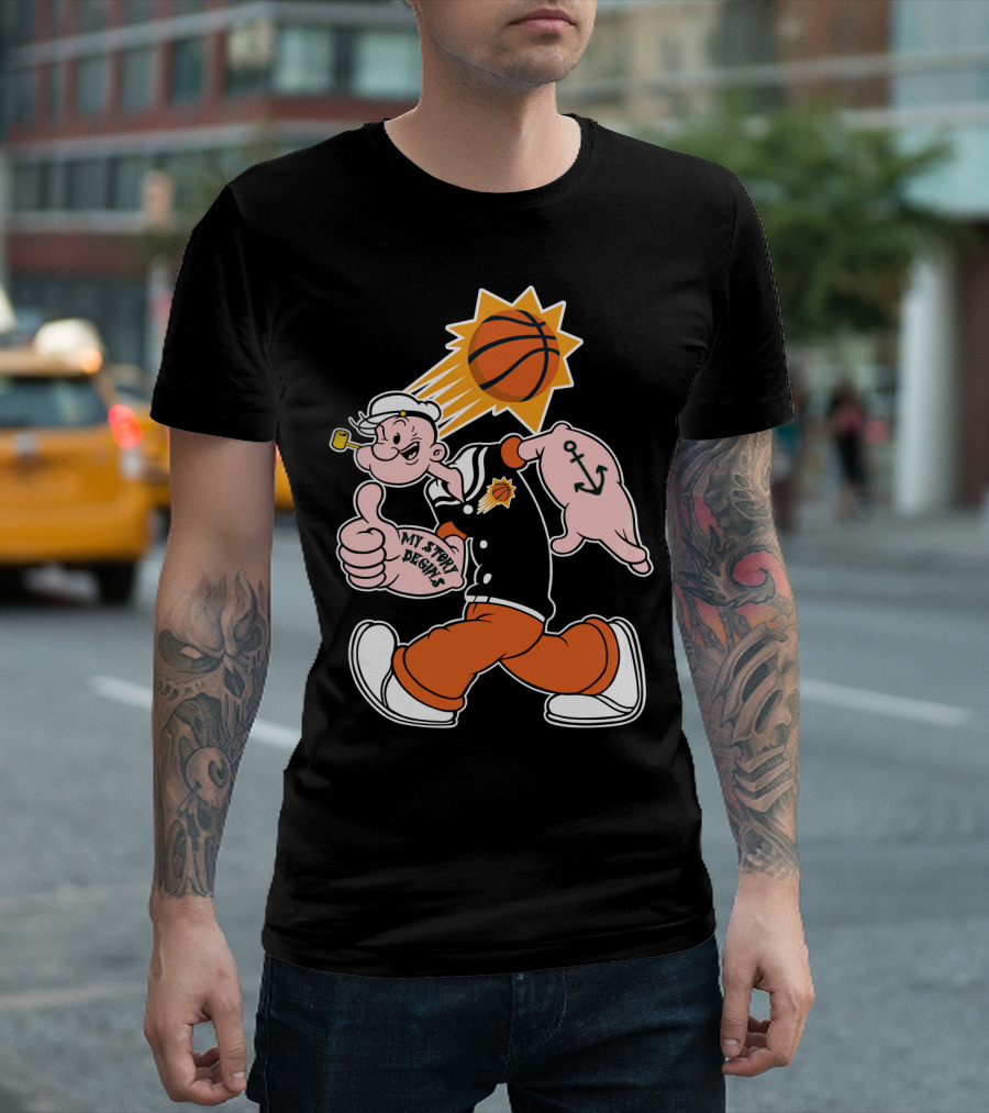 My Story Designs Phoenix Suns Popeye Basketball Anchor Thumbs Up T-Shirt