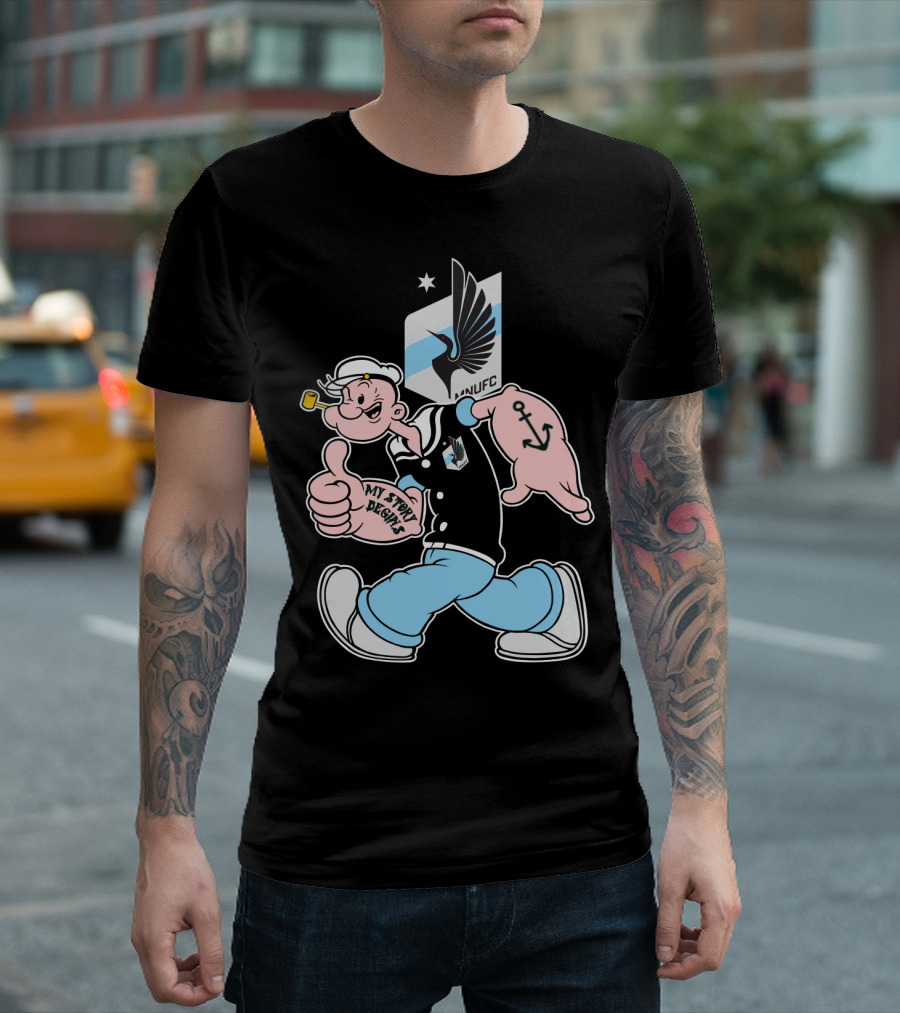 Minnesota United Fc Popeye My Story Designs Anchor T-Shirt
