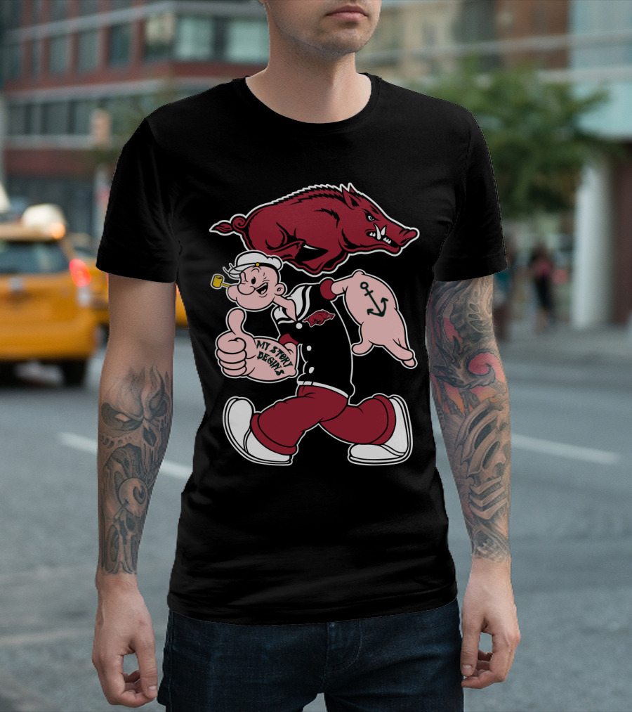 Popeye Arkansas Razorbacks My Story Begins T-Shirt
