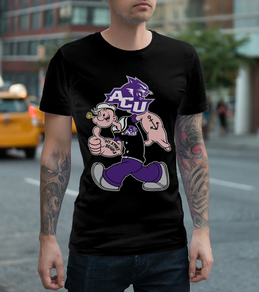Acu Wildcats Popeye My Story Begins Anchor Tattoo T-Shirt