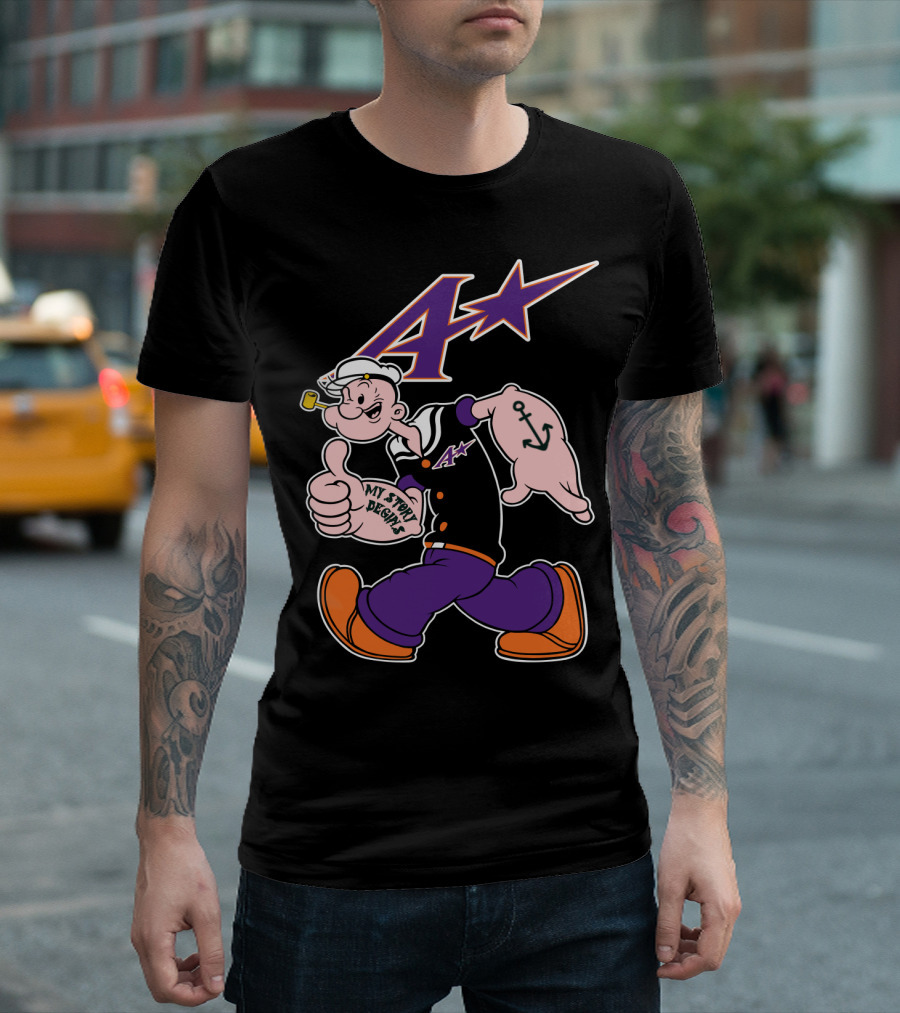 Popeye Purple Aces Evansville My Story Designs Anchor T-Shirt