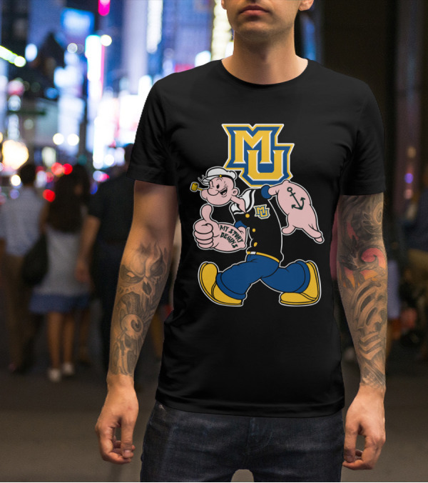 Mu Marquette Golden Eagles My Story Begins Popeye Sailor Character T-Shirt