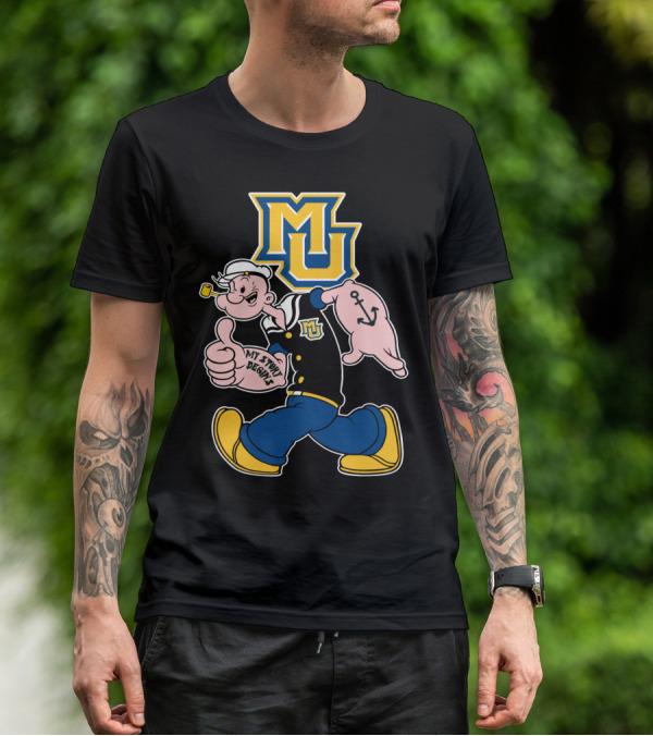 Mu Marquette Golden Eagles My Story Begins Popeye Sailor Character T-Shirt