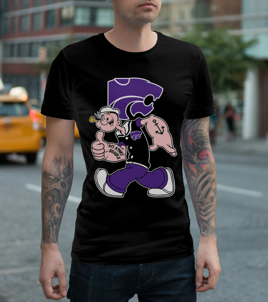 My Story Designs Kansas State Wildcats Popeye Anchor T-Shirt