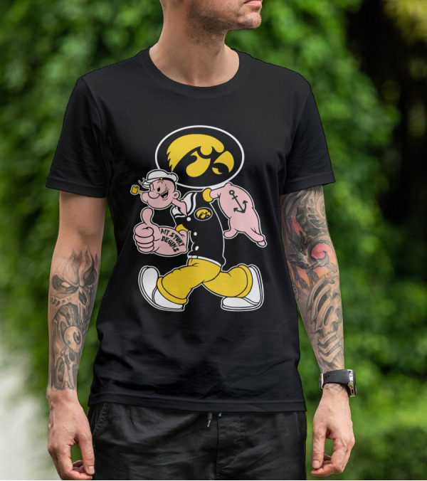 Iowa Hawkeyes My Story Designs Popeye Thumbs Up Anchor Tattoo T-Shirt