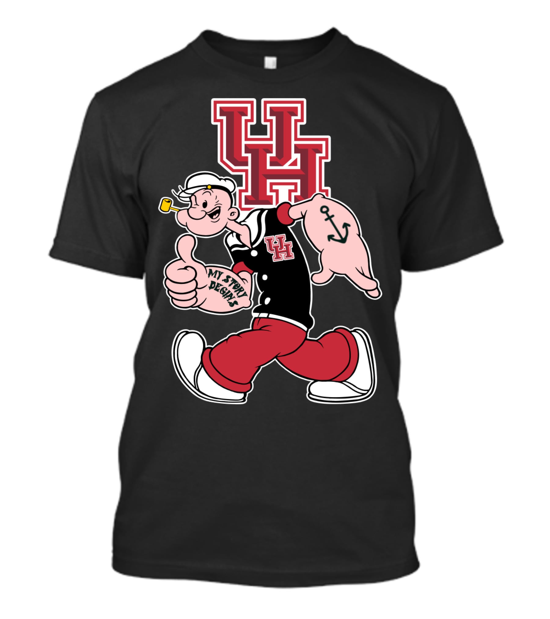 Uh Houston Cougars My Story Begins Popeye Anchor T-Shirt