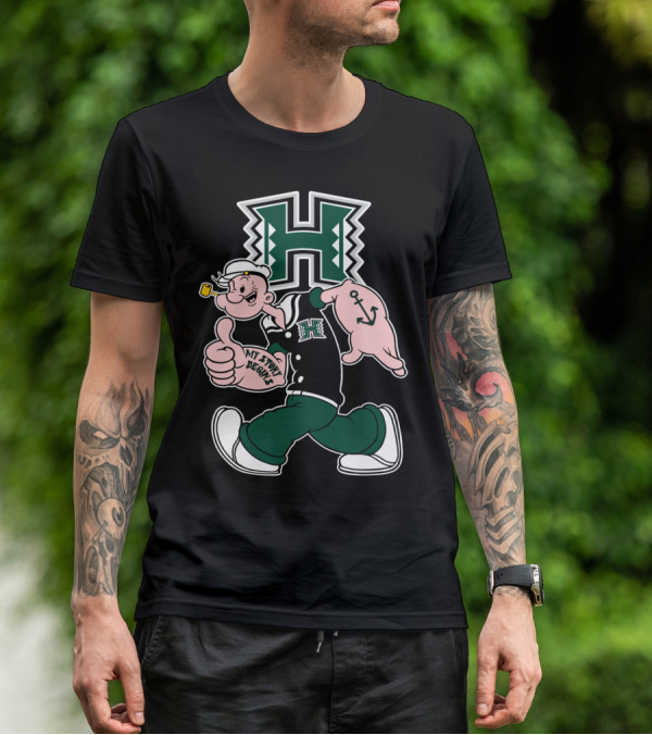 Hawai'i Rainbow Warriors My Story Begins H Logo Popeye Anchor T-Shirt
