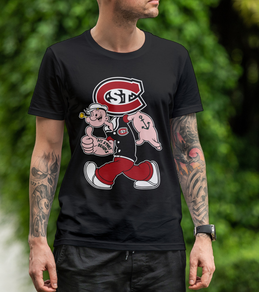 St Cloud State Huskies Scsu Popeye My Story Begins Anchor Tattoo T-Shirt