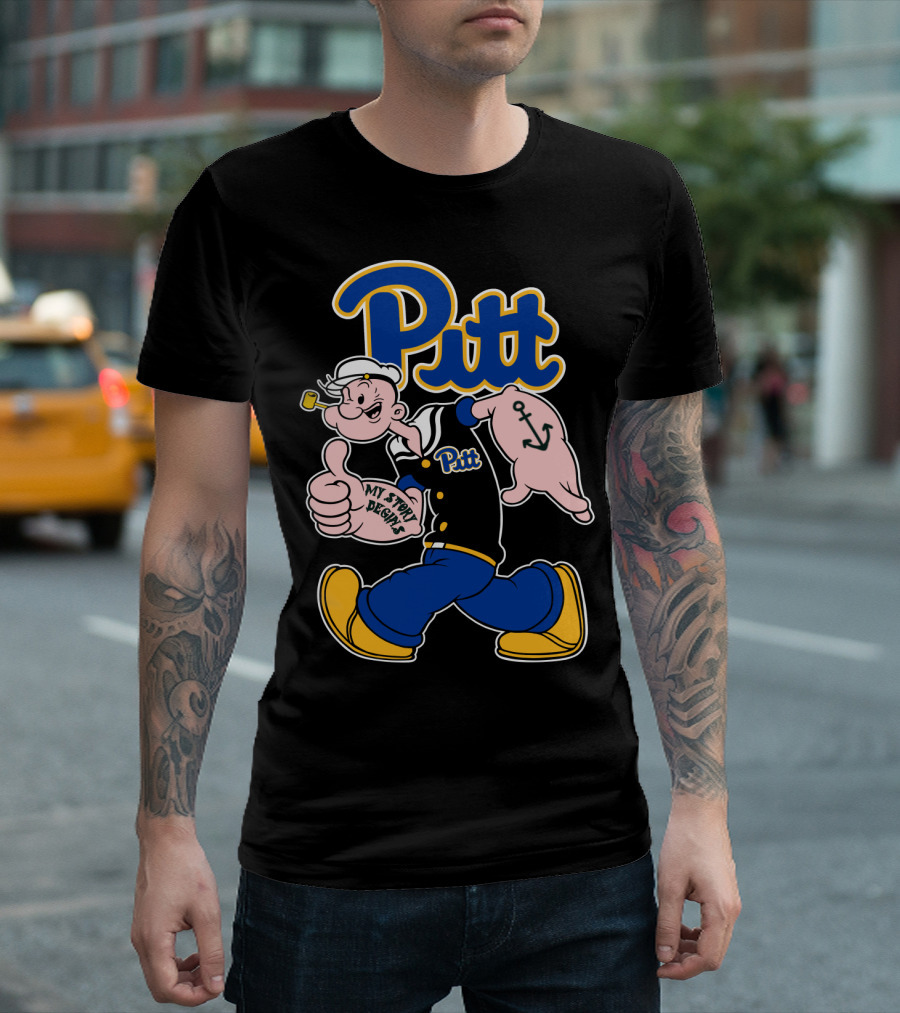 Pitt Panthers Sailor Character Thumbs Up Anchor Tattoo T-Shirt