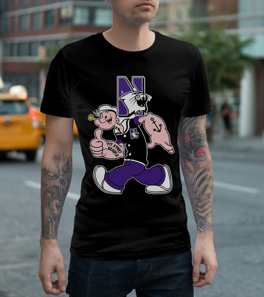 Northwestern Wildcats Popeye My Story Designs T-Shirt