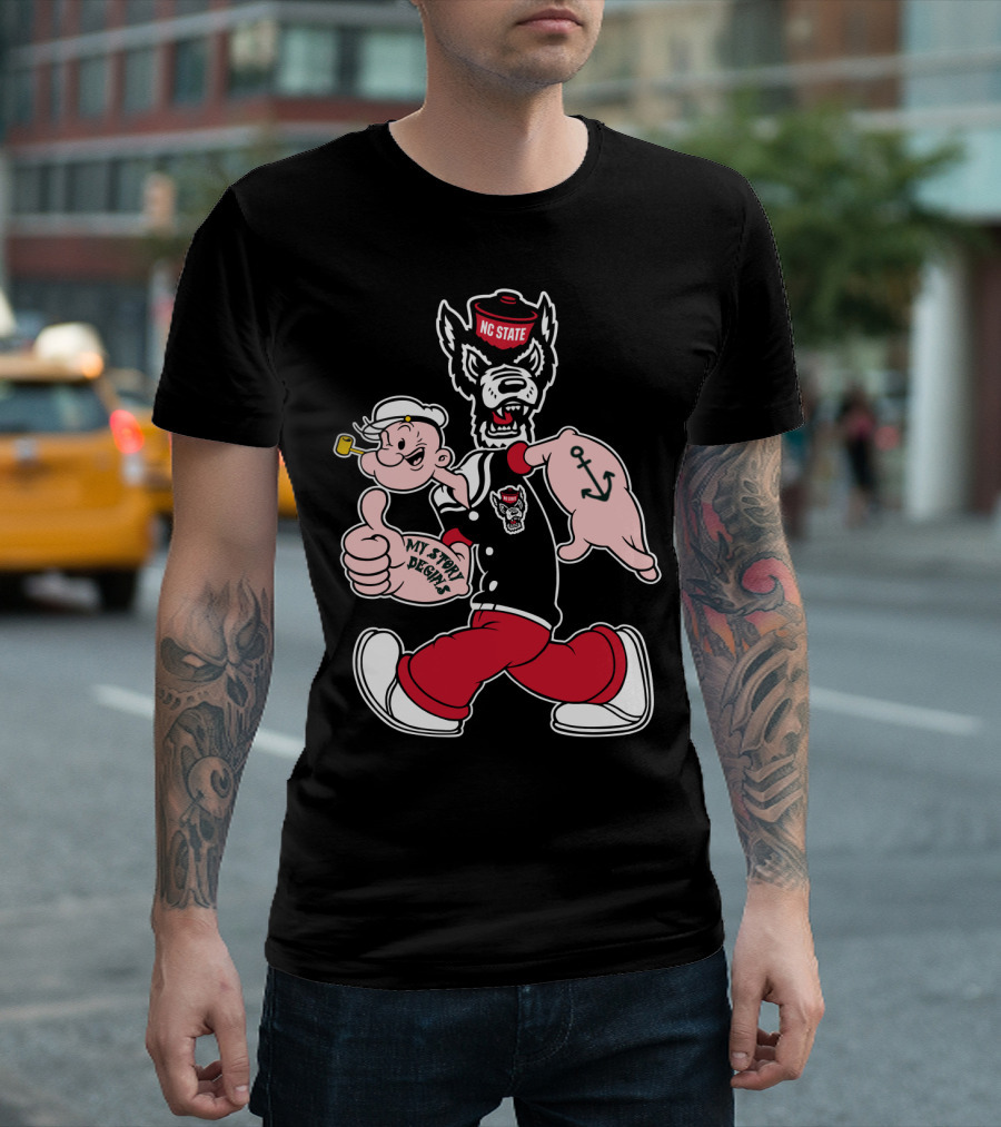 Nc State Wolfpack Popeye Mashup By My Story Designs T-Shirt