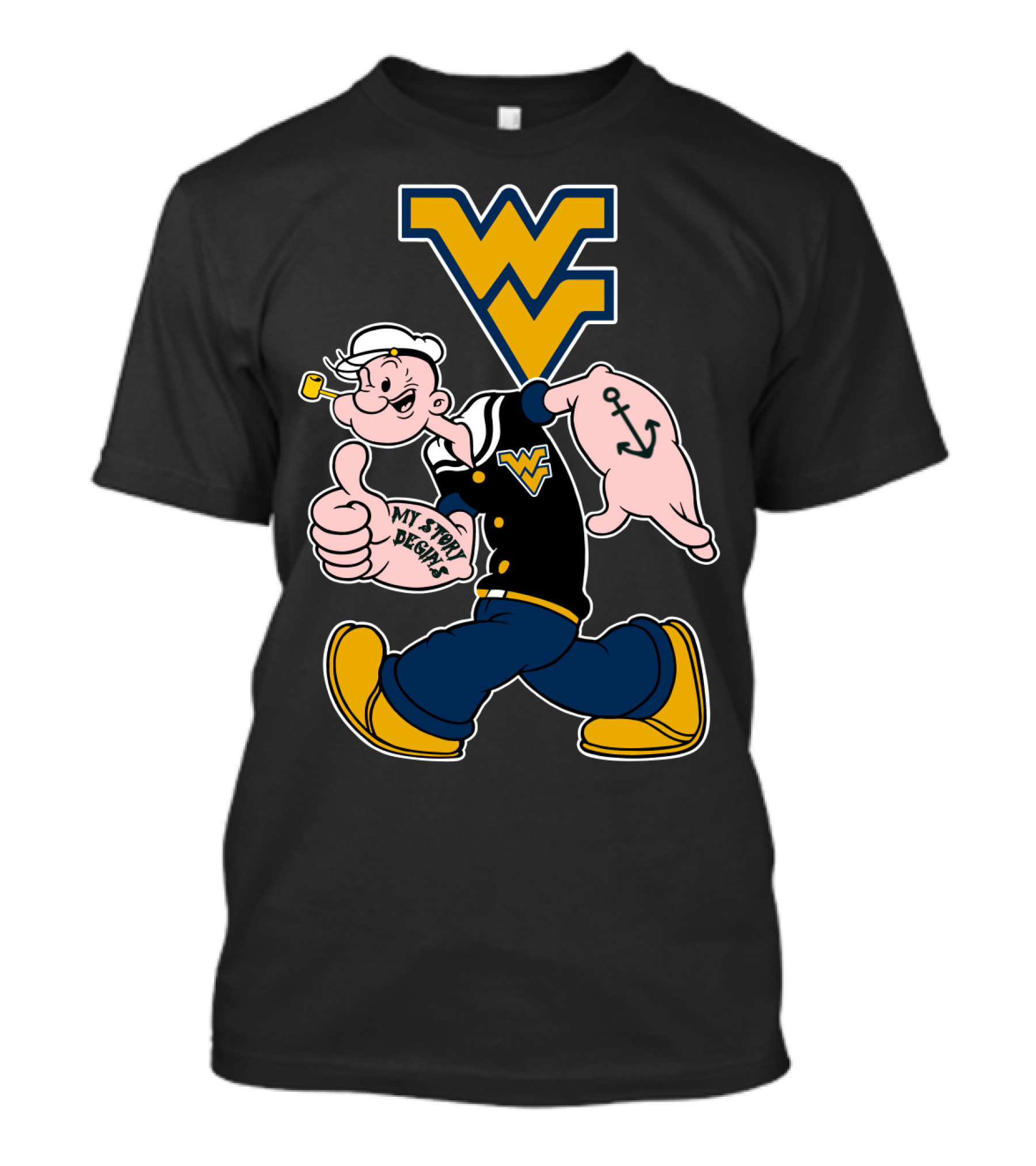 Wvu Mountaineers Popeye Walking T-Shirt