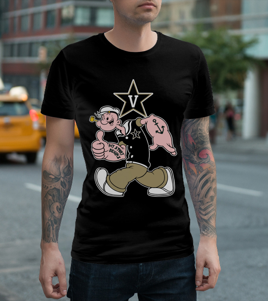 Vanderbilt Commodores V Star Popeye My Story Designs T-Shirt