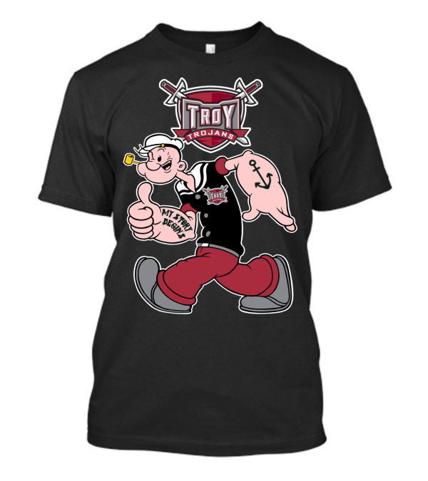 Troy Trojans Popeye My Story Begins Anchor Tattoo T-Shirt