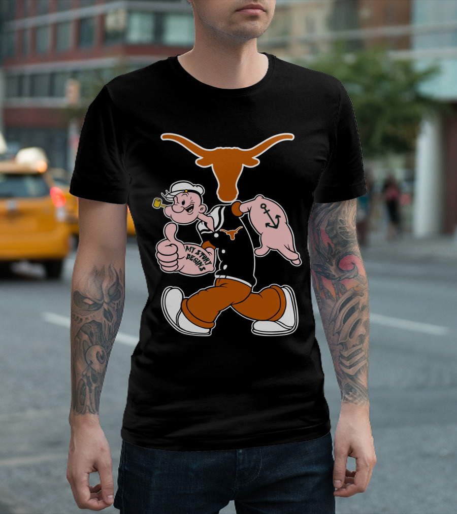 My Story Designs Texas Longhorns Popeye Anchored Thumbs Up T-Shirt