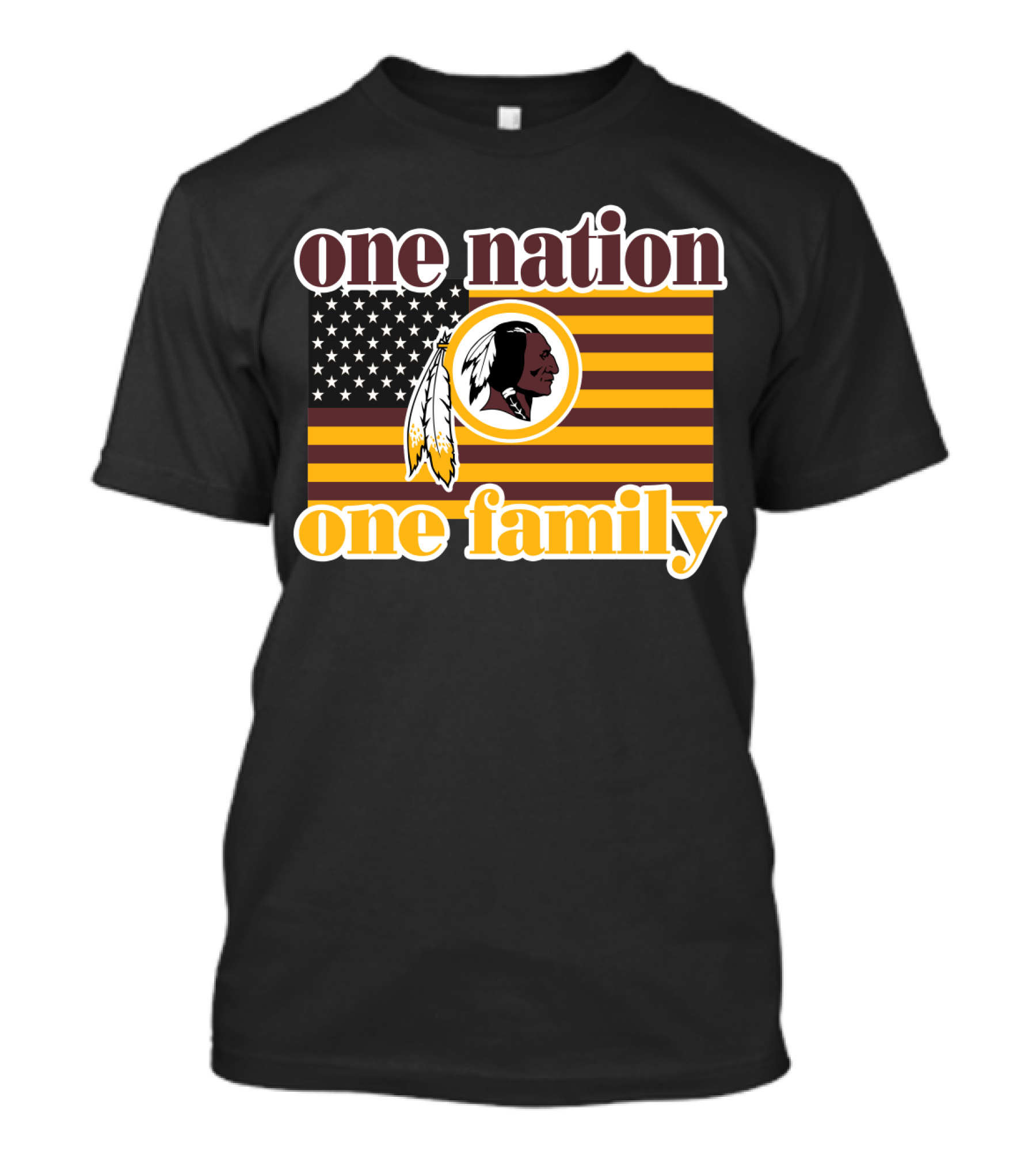 One Nation One Family Washington Redskins Logo American Flag T-Shirt