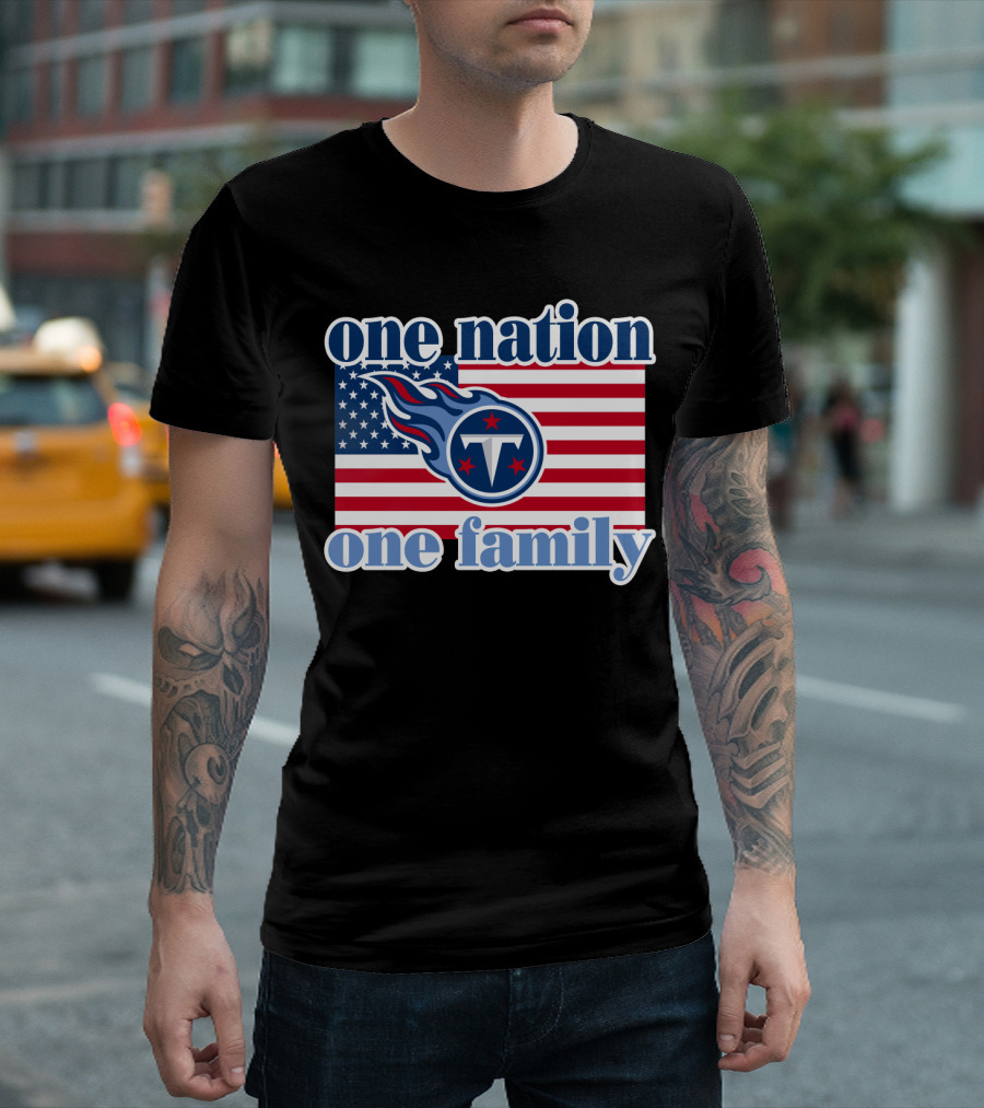 One Nation One Family Tennessee Titans American Flag T-Shirt