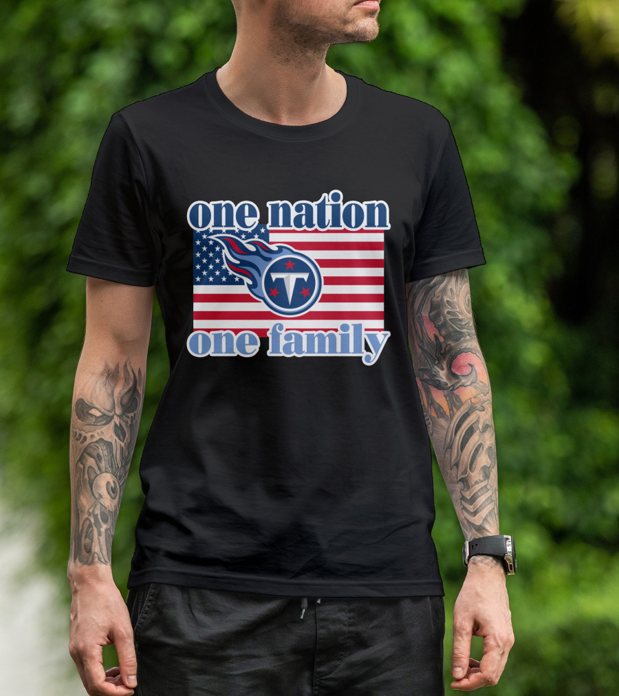 One Nation One Family Tennessee Titans American Flag T-Shirt