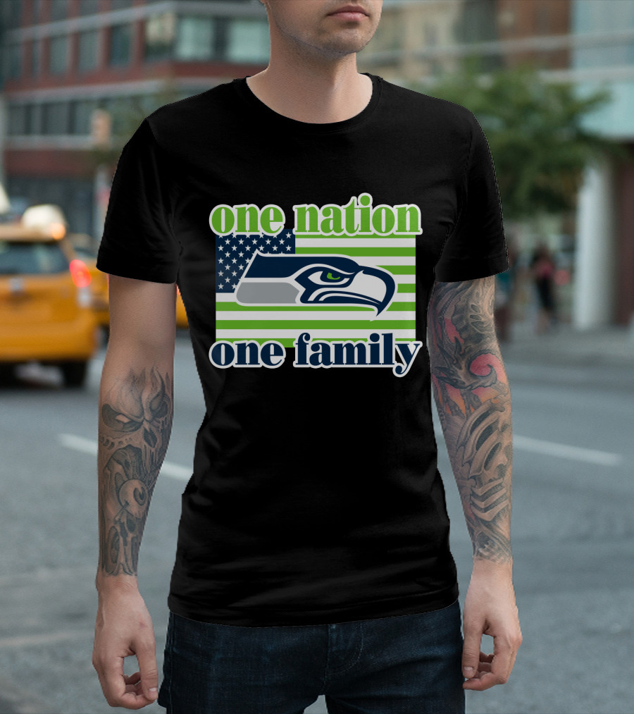 One Nation One Family Seattle Seahawks Flag T-Shirt
