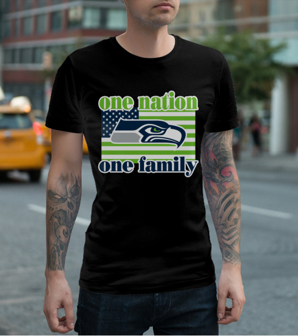 One Nation One Family Seattle Seahawks Flag T-Shirt
