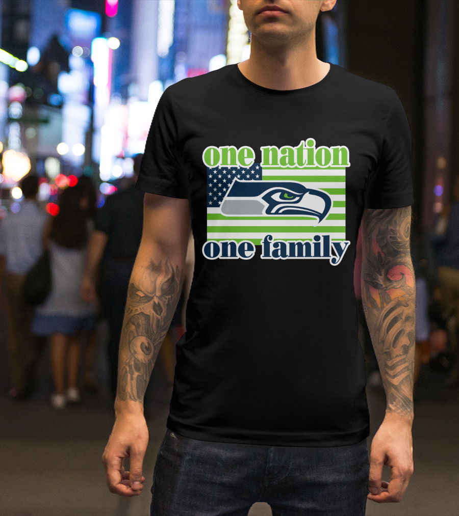 One Nation One Family Seattle Seahawks Flag T-Shirt