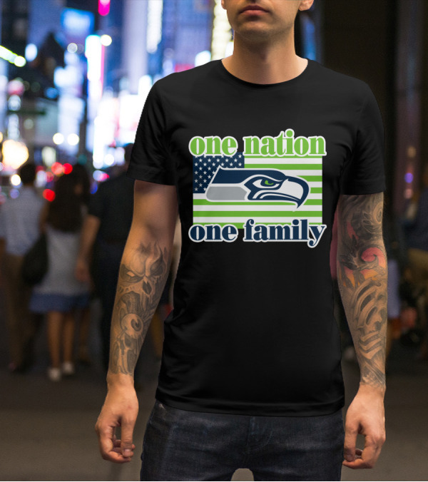 One Nation One Family Seattle Seahawks Flag T-Shirt