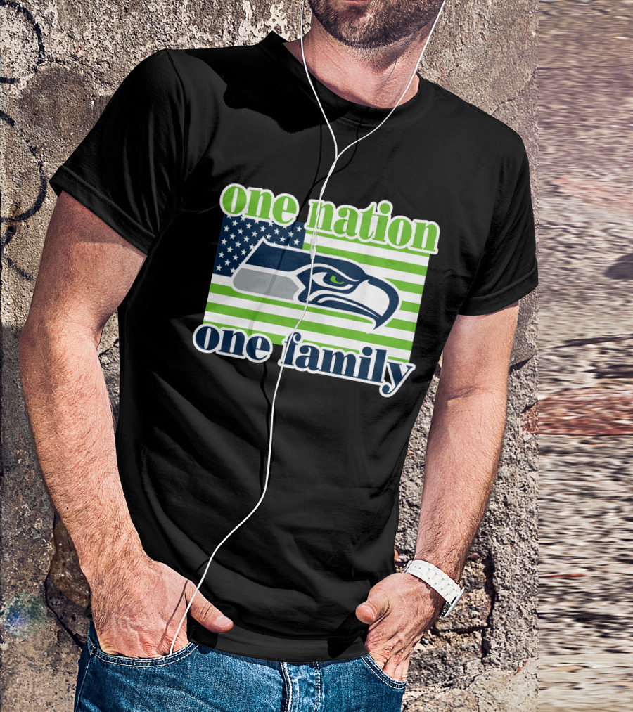 One Nation One Family Seattle Seahawks Flag T-Shirt