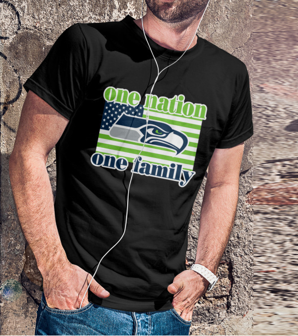 One Nation One Family Seattle Seahawks Flag T-Shirt