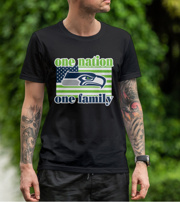 One Nation One Family Seattle Seahawks Flag T-Shirt