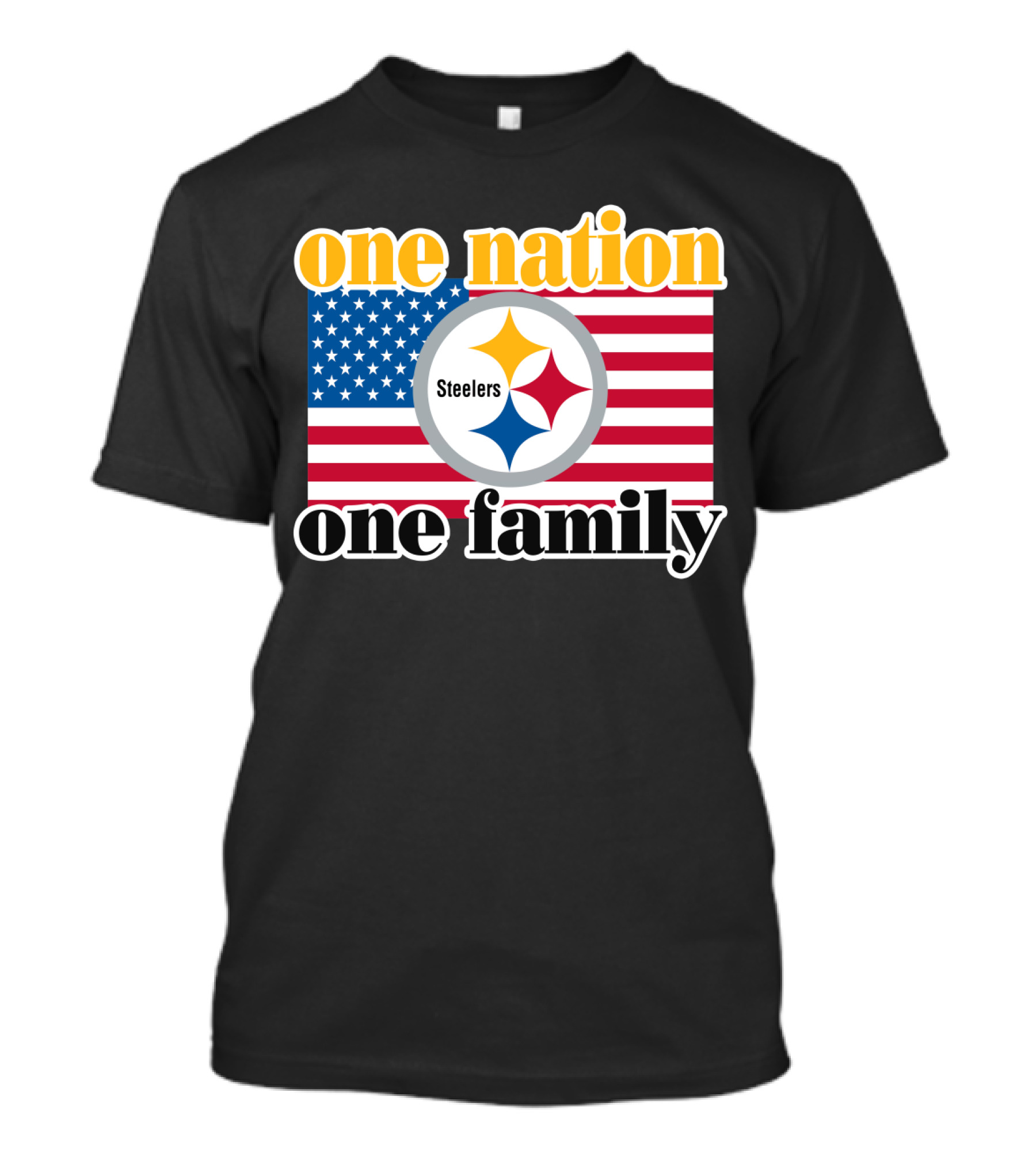 One Nation One Family Steelers American Flag T-Shirt