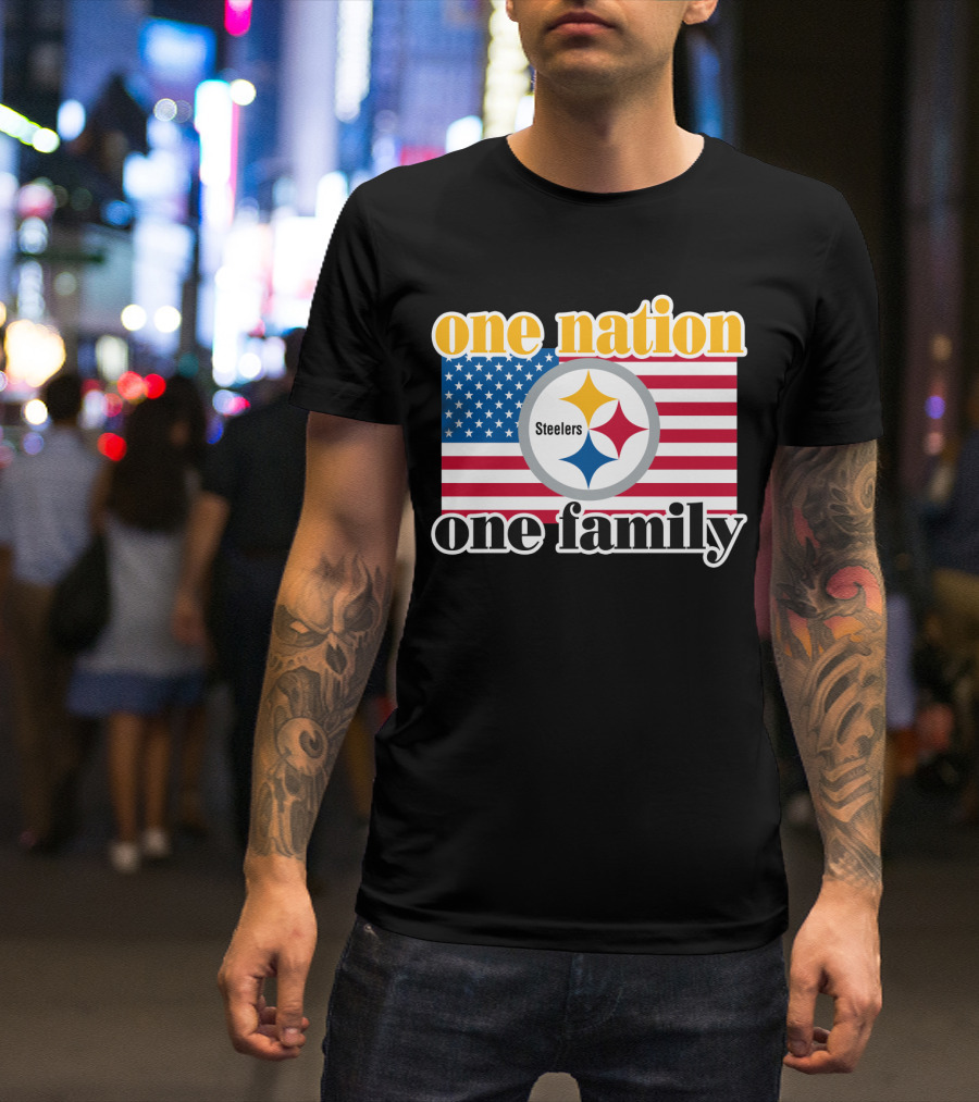 One Nation One Family Steelers American Flag T-Shirt