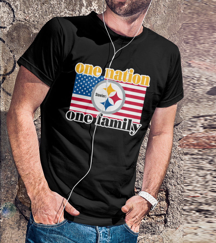 One Nation One Family Steelers American Flag T-Shirt