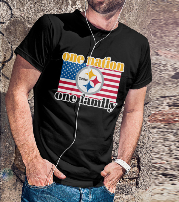 One Nation One Family Steelers American Flag T-Shirt