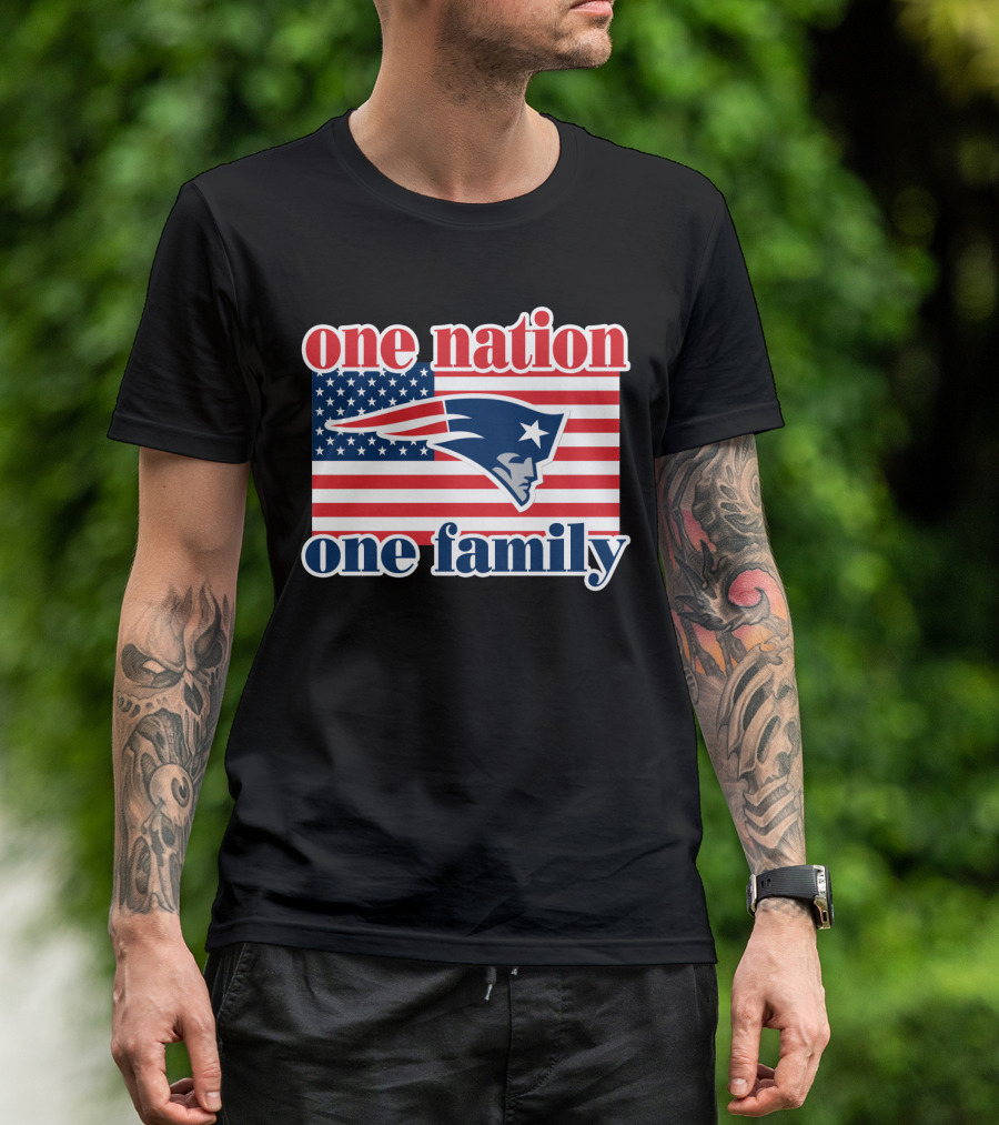 One Nation One Family New England Patriots Flag T-Shirt