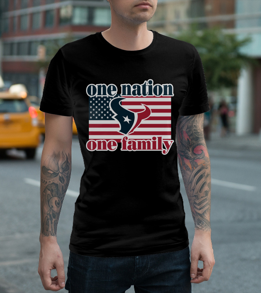 One Nation One Family Houston Texans American Flag T-Shirt