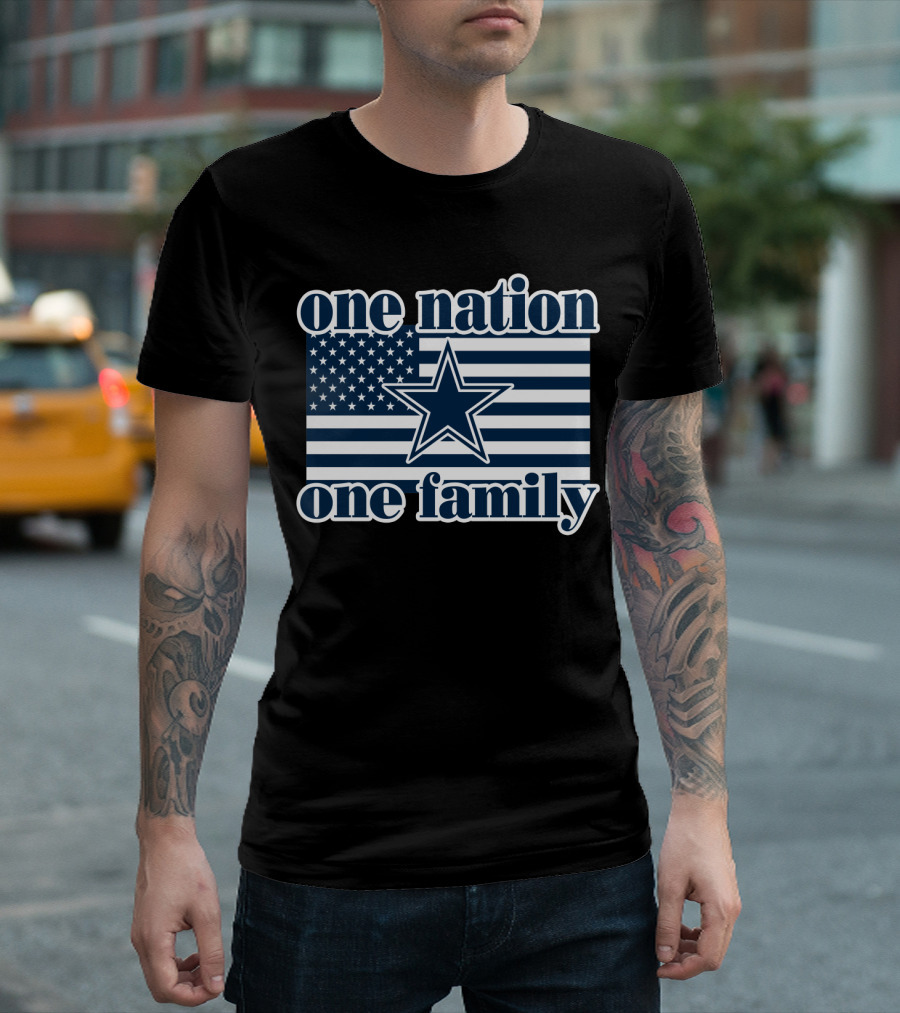 One Nation One Family Dallas Cowboys 24 American Flag Star T-Shirt