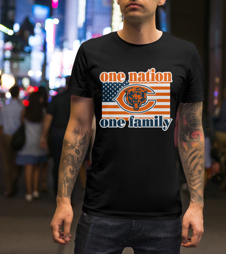 One Nation One Family Chicago Bears American Flag T-Shirt