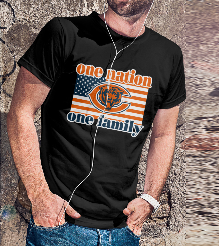 One Nation One Family Chicago Bears American Flag T-Shirt