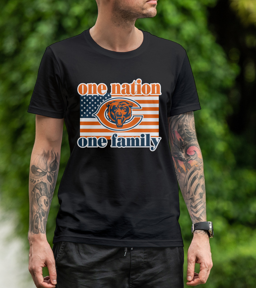 One Nation One Family Chicago Bears American Flag T-Shirt