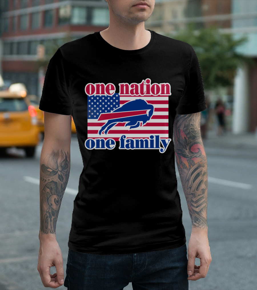 One Nation One Family Buffalo Bills Usa Flag T-Shirt