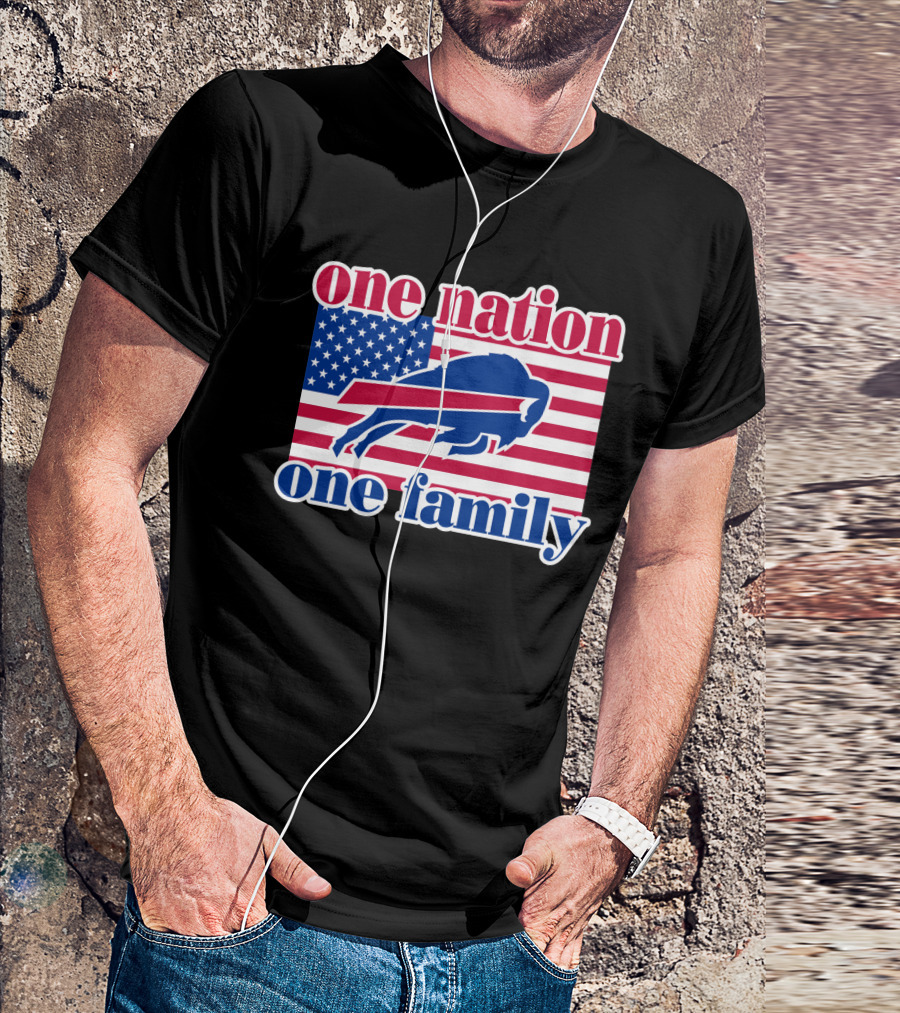 One Nation One Family Buffalo Bills Usa Flag T-Shirt