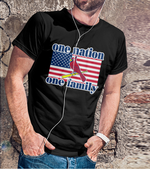 One Nation One Family St Louis Cardinals Flag T-Shirt