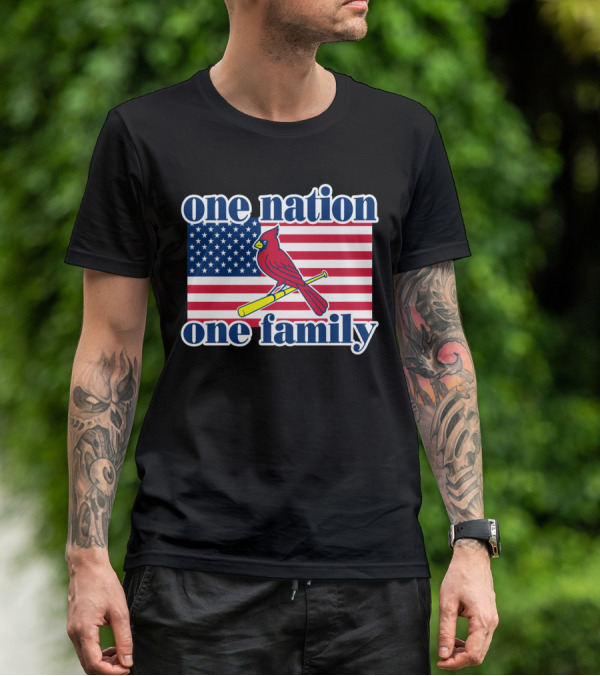 One Nation One Family St Louis Cardinals Flag T-Shirt