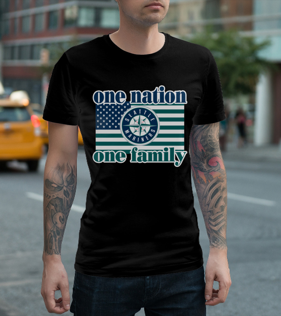 One Nation One Family Seattle Mariners Flag T-Shirt