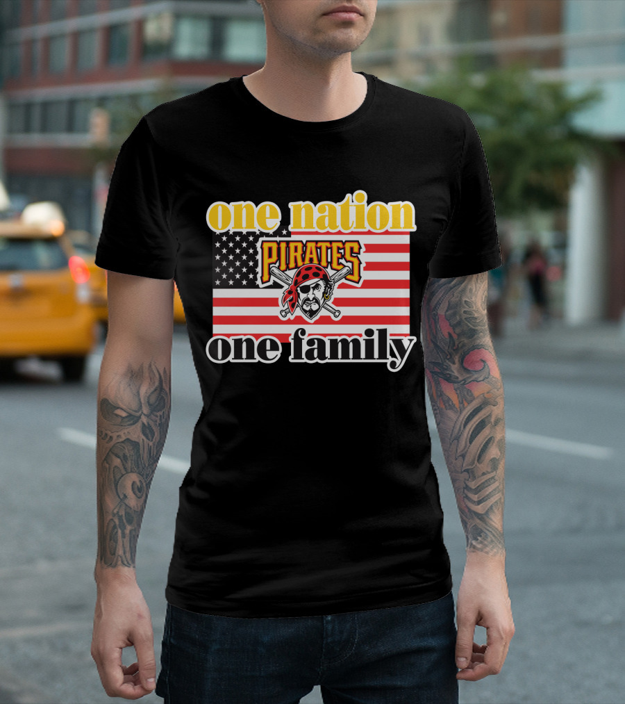One Nation One Family Pirates Flag T-Shirt